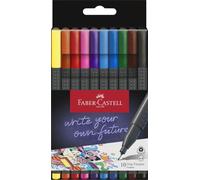 FABER-CASTELL - Lot Grip Finepen, 10 feutres fins, 0,4 mm | Forme triangulaire ergonomique avec zone de préhension pour un dessin précis