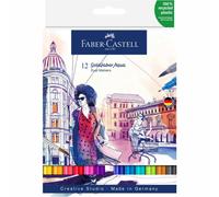 Marqueur aquarelle - FABER-CASTELL - GOLDFABER - Étui de 12 - Pointe pinceau et fine - Aquarellable