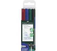 FABER-CASTELL - Marqueur CD M non permanent MULTIMARK, en étuiOHP-CD PLUS, largeur de tracé: env. 1,0 mm (moyen), pointe ogive, contenu: 4 marqueurs (noir, rouge,