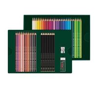 Faber-Castell Coffret Polychromos et Pitt Graphite Matt – 50 pièces, taille‑crayon et gomme