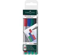 Faber-Castell Marqueurs Multimark 151404 non-permanent F étui de 4 (rouge,bleu,vert,noir)