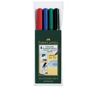 Faber-Castell 151304 Marqueur CD MULTIMARK - permanent, F, 4 couleurs Étui
