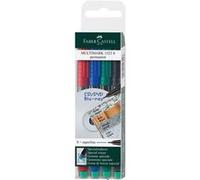 Faber-Castell - Marqueurs permanents MULTIMARK S - Étui de 4 (rouge, bleu, vert, noir)