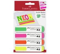 FABER-CASTELL Marqueur tissu, couleurs fluo, blister de 4