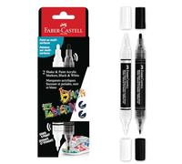 Faber-Castell Marqueurs Shake & Paint – 2 double-pointe, noir et blanc, permanents vêtements