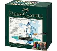 FABER-CASTELL - Marqueurs aquarellables Albrecht Dürer, 30 couleurs | Crayons d'artiste hautement pigmentés avec pointe pinceau et pointe fibre pour une application uniforme et précise