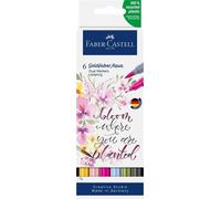 Faber-Castell 164524 - Goldfaber Aqua Dual Marker, Lettering, avec pointe pinceau et pointe fineliner, étui de 6 pièces