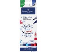 Faber-Castell 164519 - Goldfaber Aqua Dual Marker, Sea, avec pointe pinceau et pointe Fineliner, étui de 6 pièces