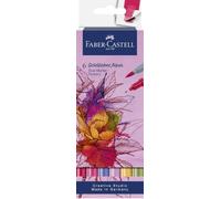 FABER-CASTELL - Marqueurs Goldfaber Aqua Dual Fleurs, 6 couleurs | Marqueurs Dual lavables à l'eau avec pointe pinceau et feutre fin pour l'aquarelle et le lettrage