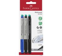 FABER-CASTELL - Marqueurs Multimark Permanent F, 3 couleurs | Encre permanente pour films, CD, verre, plastique et métal