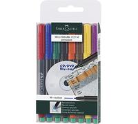 Faber-Castell Marqueurs permanents MULTIMARK épaisseur M – Etui de 4 (rouge, bleu, vert, noir)
