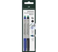 Faber-Castell MULTIMARK 159599 Marqueur surligneur non-permanent - Largeur de trait : F, 2 stylos, bleu et noir