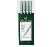 Faber-Castell 166004 - Set de 4 stylos à encre ECCO-PIGMENT, résistant à l'eau, contenu : 0,1 mm, 3 mm, 5 mm, 7 mm, noir
