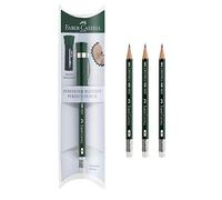 Faber-Castell Perfect Pencil Castell 9000 et 3 recharges de crayon - Crayon à mine, taille-crayon et extension de crayon #2 (lot de 1)