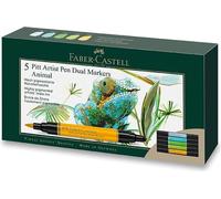 Faber-Castell Pitt Artist Pen Dual Marker Crayon à encre de Chine - Étui de 5 animaux