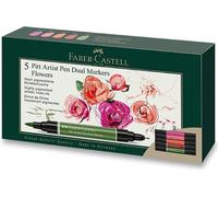 Faber-Castell Pitt Artist Pen Dual Marker Crayon à encre de Chine - étui de 5 pièces Flowers