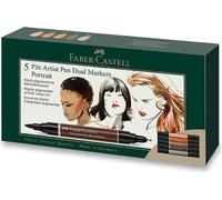 Faber-Castell Pitt Artist Pen Dual Marker Crayon à encre de Chine - Étui de 5 pièces Portrait