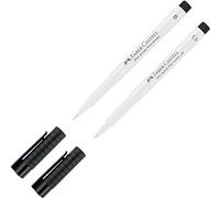 Faber-Castell Pitt Artist Pen Stylo à encre de Chine avec mine de 1,5 mm et pointe pinceau Pitt Artist Pen B Blanc