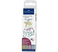 Faber-Castell Feutres PITT Artist Pen bille – Encre de Chine métallique – Portefeuille (lot de 4) G
