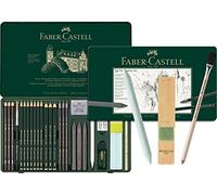 Faber-Castell - Pitt Graphite Set dans un étui en métal grand format 26+3 pièces (y compris les gommes avec pinceau, effaceur à papier et bloc de ponçage à mines)