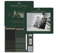 Faber-Castell 115224 - Set de crayons Pitt Graphite Matt & Castell 9000, 20 pièces, y compris essuie-papier, gomme, gomme à crayon et taille-crayon