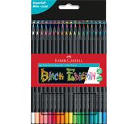 FABER CASTELL Pochette de 36 crayons de couleur Black Edition.Mine tendre.Convient au papier foncé/coloré