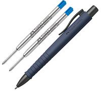 Faber-Castell Poly Ball Stylo à bille, XB, comprend une mine bleu marine et 2 mines XB bleues