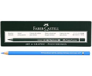 Faber-Castell Polychromos Boîte de 6 crayons de couleur, 152 bleu phtalo moyen, résistant à l'eau et aux taches, mine épaisse de 3,8 mm