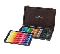 Faber-Castell Polychromos 110006 Crayons de couleur 48 couleurs, coffret bois, gomme & taille-crayon