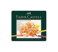 Faber-Castell 110024 Polychromos Colour Pencils, Set de 24 Crayons de Couleur dans un Coffret Métallique, Crayon de Couleurs Professionnel avec Mine épaisse 3.8 mm, Pigments sans Acide Multi Surfaces