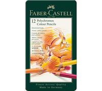 Faber-Castell Crayons de couleur Polychromos – Boîte en métal 12 crayons
