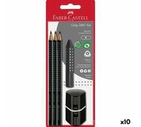 Faber castell set 2001 grip 3 crayons + gomme + taille-crayon noir sous blister