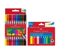 FABER-CASTELL - Set avec crayons de cire et feutres à double pointe
