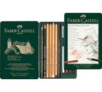 Faber-Castell Set de Crayon Pitt Monochrome, Boîte Métal de 12 Petit Multicolore