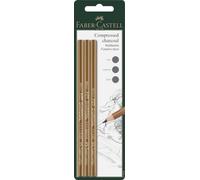 Faber-Castell - Fusains noirs - 119999 - 3 crayons Pitt (tendre, moyen, dur)