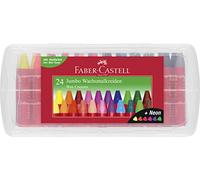 FABER-CASTELL - Set de crayons de cire Jumbo, 24 pièces | Forme triangulaire ergonomique, couleurs vives, résistant à l'eau, coffret en plastique réutilisable avec grattoir
