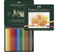 Faber-Castell Crayons de couleur Polychromos 110024 – Set de 24, coffret métallique, mine 3,8 mm