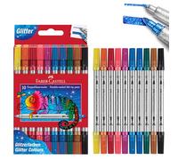 Faber-Castell Set de feutres pailletés 151107 – 10 feutres double pointe (fine + épaisse)