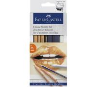 Faber-Castell Set de croquis 114004 – 6 pièces: crayon, Pitt Oil Base, 3 pastels, effaceur papier