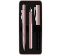 Faber-Castell Coffret cadeau Grip 2011 – stylo plume M et stylo à bille XB – étui métal – rose pâle