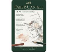 Faber-Castell Set de Crayon Pitt Monochrome, Boîte Métal de 12 Petit Multicolore