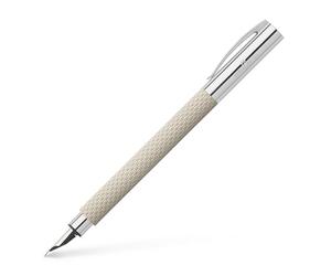 FABER-CASTELL - Stylo plume Ambition OpArt White Sand, plume M | Corps en résine précieuse, plume en acier inoxydable, système à cartouche/convertisseur, avec coffret cadeau