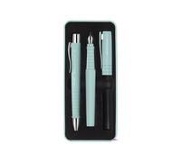 Faber-Castell Ensemble d'écriture Poly Pen 241053, stylo-plume large et stylo-bille, bleu caribéen