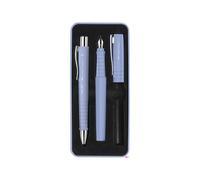 Faber-Castell Ensemble d'écriture Poly Pen – stylo-plume large + stylo-bille, ergonomique, iris pâle