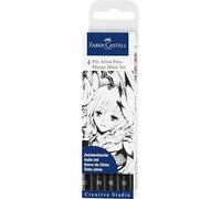 Faber-Castell Feutres Pitt Artist Pen 267121 – Manga, encre noire, Boîte de 4 (pointes XS/M/SB/SC)