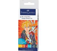 FABER-CASTELL Stylos à Encre de Chine Pitt Artist Pen Manga Shônen Lot de 6