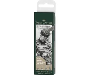 FABER-CASTELL - Stylos à encre Pitt Artist Pen, 4 épaisseurs, gris chaud | Encre de dessin résistante à l'eau et à la lumière pour les croquis et les ombres