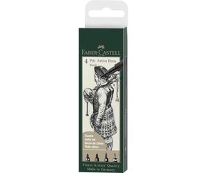 FABER-CASTELL - Stylos à encre Pitt Artist Pen, 4 épaisseurs, noir | Encre de dessin résistante à l'eau et à la lumière avec pointes Fude, Brush et Fineliner