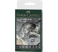 FABER-CASTELL - Stylos à encre Pitt Artist Pen Black & Grey, 8 stylos