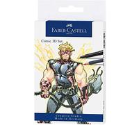 Faber-Castell - Stylos à encre Pitt Artist Pen, coffret Comic, 11 pièces | Avec 5 stylos à encre, 3 crayons aquarellables et des accessoires pour le dessin de bandes dessinées
